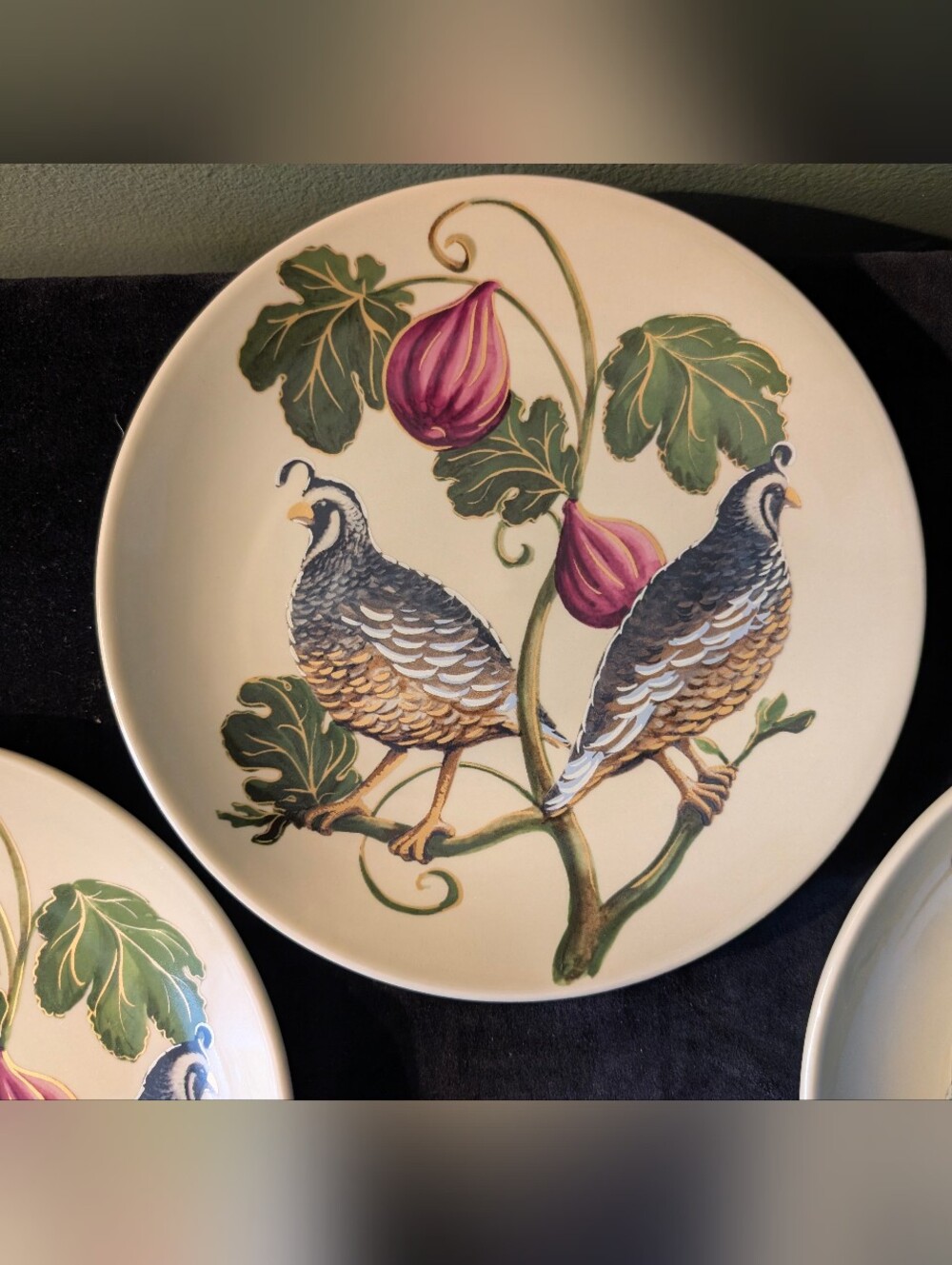 Pottery Barn Harvest Quail 9" Plates Set of Three
